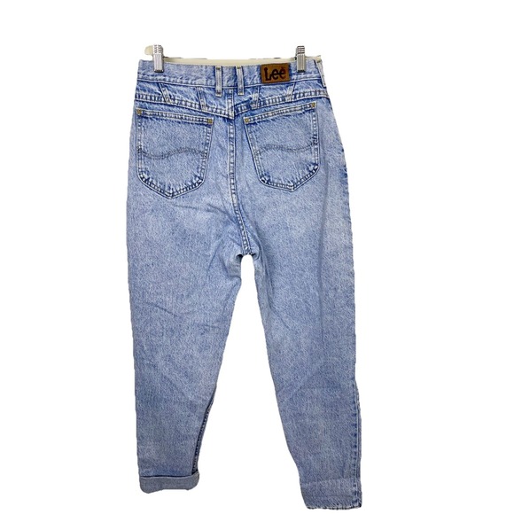 Lee Mom Jeans Sz 12 Long Acid Wash Denim High Waist Made in USA 90s 100% Cotton - Picture 1 of 6